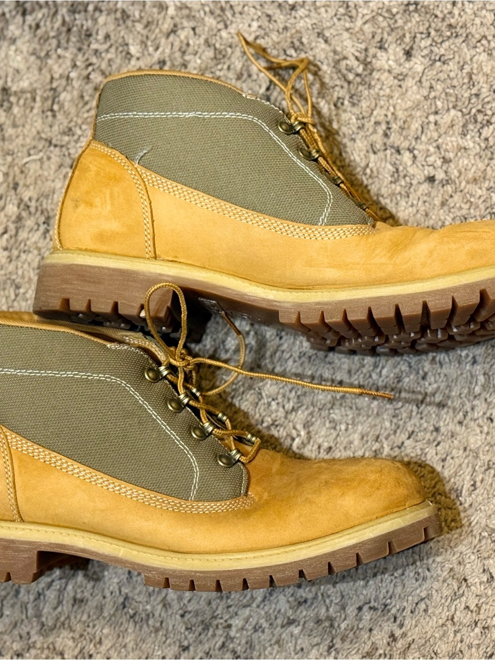 Timberland Farthkeepers Tan and Olive Two-Tone Lace-Up Work Boots
